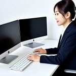 Productive Workspace**

"A professional Japanese businesswoman in a modest and stylish business casual outfit, working at a clean, minimalist desk with a modern laptop connected to a docking station, multiple monitors displaying data, fully clothed, appropriate attire, safe for work, perfect anatomy, natural proportions, high quality, professional photography, bright and clean office environment, family-friendly."

**