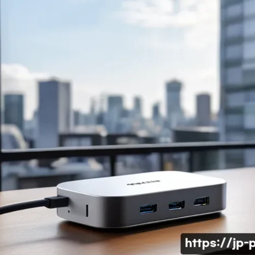 태블릿과 노트북의 연결 허브 추천 - A sleek, compact USB-C hub designed for Japanese users, featuring multiple ports including USB-C, US...